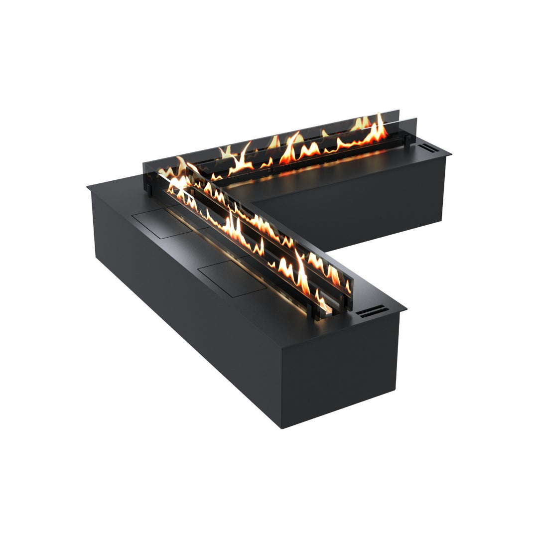 Bioethanol Eck Einbau Brenner SmartFire CORNER mit Fernbedienung mit zweiseitigen Glas von Wild Flame