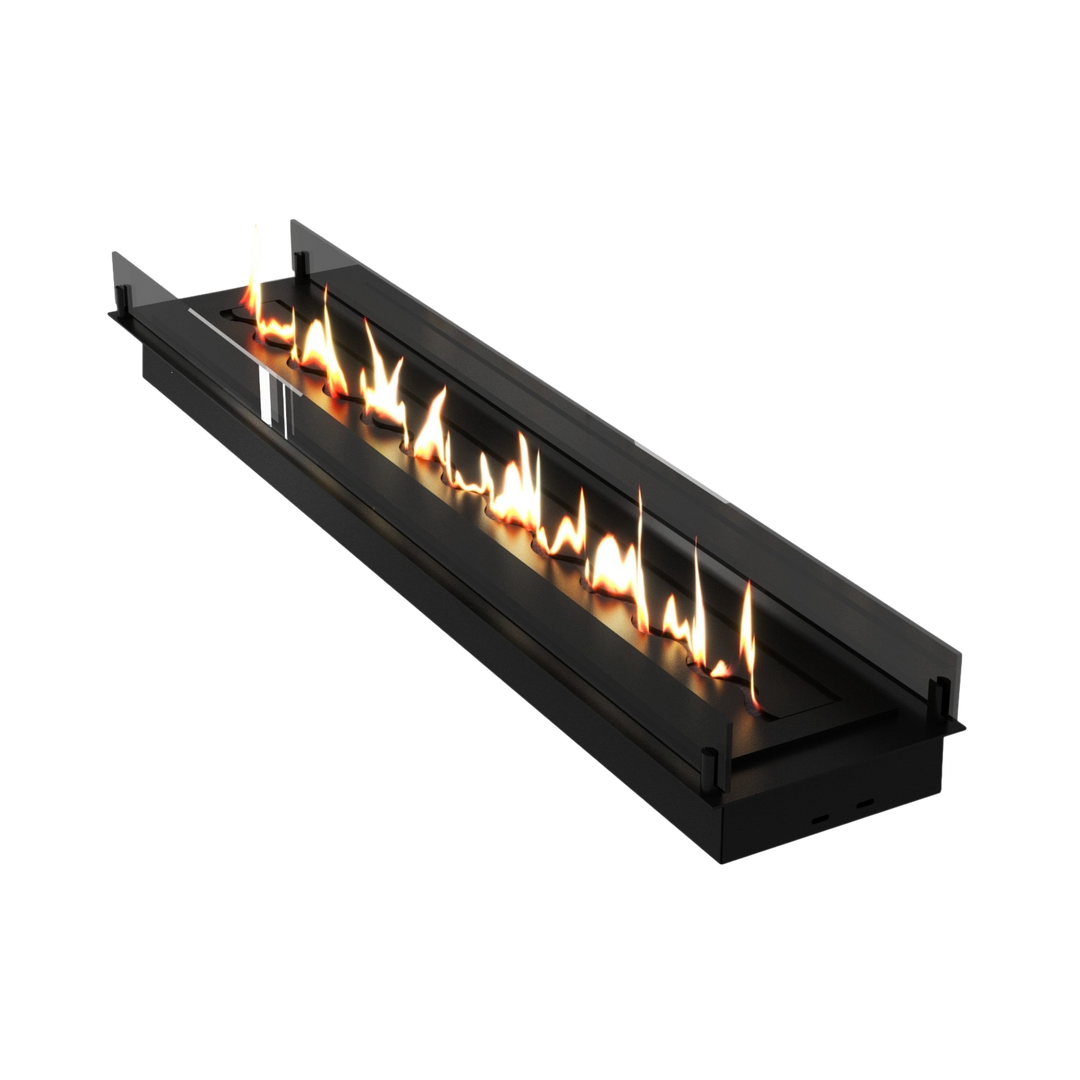 Bioethanol Einbau Brenner Einsatz Kassette SOLO von Wild Flame seitlich mit Glas